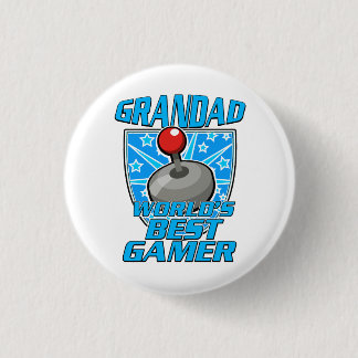 Grandad World's best gamer retro logo 1 Inch Round Button