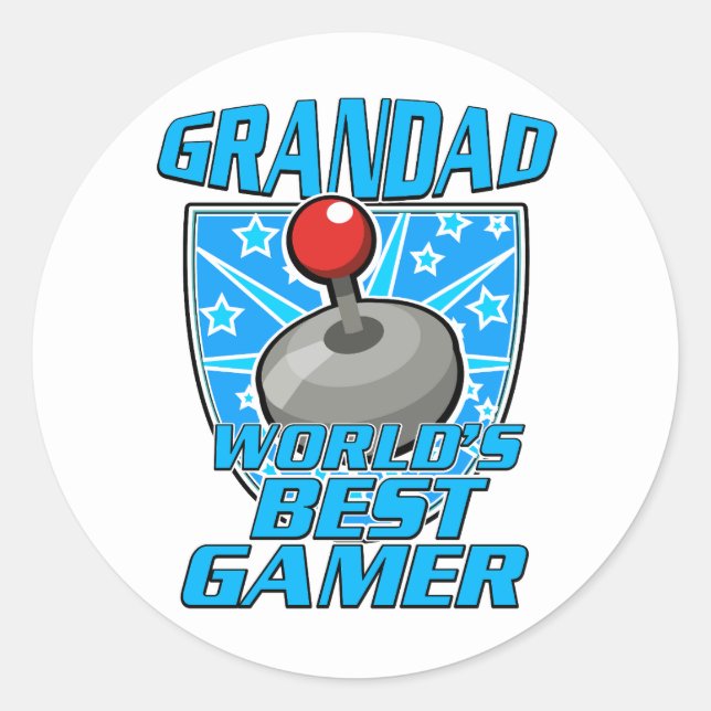 Grandad World's best gamer retro logo Classic Round Sticker (Front)