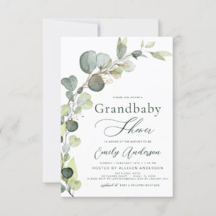 Grandbaby Shower Greenery Eucalyptus Invitations