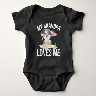 Grandchild Gift - My Grandpa Loves Me   Pirate  Baby Bodysuit