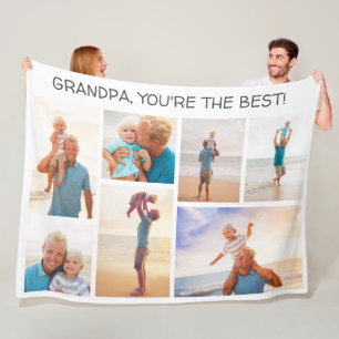 Grandchild Grandpa You're Best 7 Photo Collage Fleece Blanket