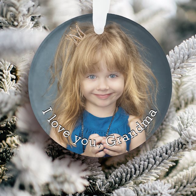 Grandchild Photo Holiday Ornament (Personalize with your photo for a custom gift for Grandma.)