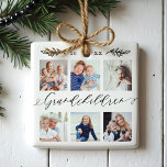Grandchildren Gift for Grandparents Photo Collage Ceramic Ornament<br><div class="desc">Send a beautiful personalized gift to your Grandparents that they'll cherish forever. Special personalized grandchildren photo collage ornament to display your own special family photos and memories. Our design features a simple 6 photo collage grid design with "Grandchildren” designed in a beautiful handwritten black script style. Customize with grandchildren's names...</div>