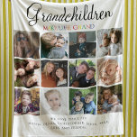 Grandchildren Make Life Grand | Photo Collage Fleece Blanket<br><div class="desc">Looking for the perfect Mother's Day gift for a grandparent? Look no further than our one-of-a-kind 12 photo collage blanket! This cozy and sentimental present features a heartwarming message - 'GRANDCHILDREN MAKE THE WORLD GRAND' - and can be personalized with the names of all the grandkids. Want to make it...</div>