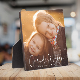 Grandchildren Modern Script Custom Photo Gift Plaque