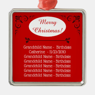 Grandchildren Names Christmas for Grandparents Metal Ornament