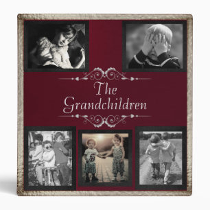 Grandchildren Photo Album - Burgundy/Silver Binder