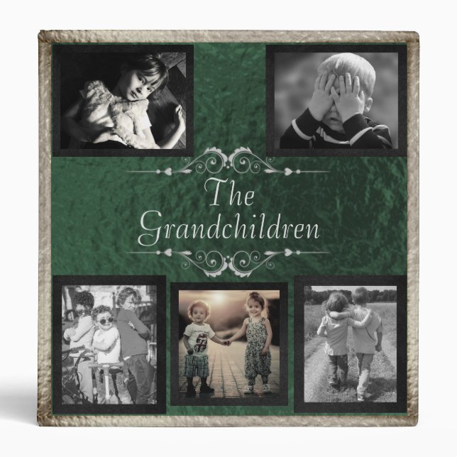 Grandchildren Photo Album - Green/Silver Binder (Front)