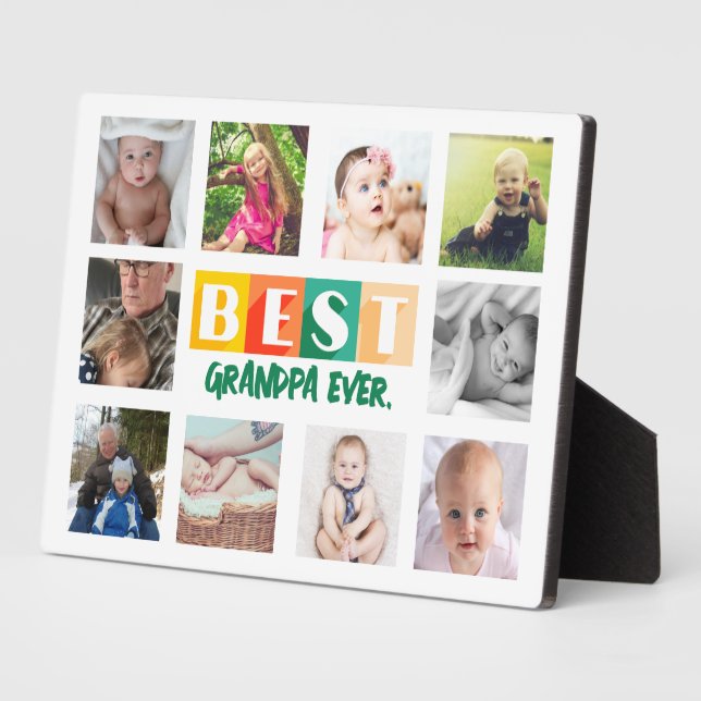 Grandchildren Photo Collage Best Grandpa Ever Gift Plaque (Side)