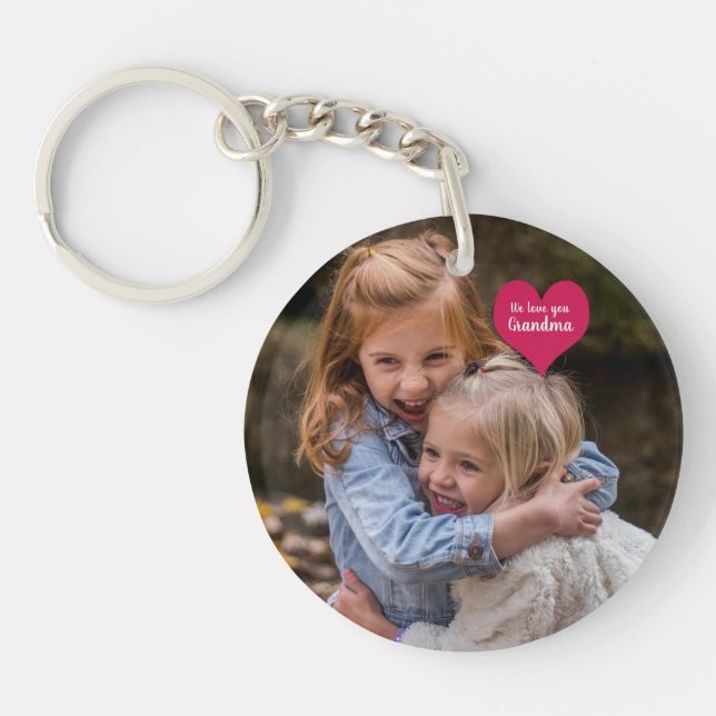 Grandchildren Photo We love you Grandma Keychain (Front)