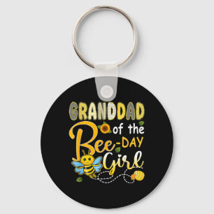 Granddad of The Bee-Day Girl Funny Bee Birthday Keychain