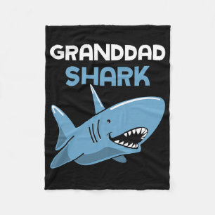 Granddad Shark Cool Funny Family Grandpa Fleece Blanket