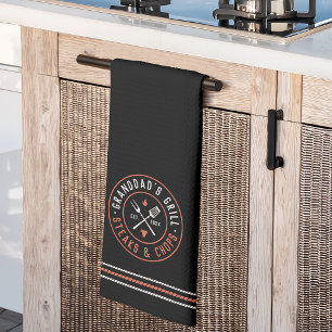 Granddad's Grill Personalized Year Established Kitchen Towel