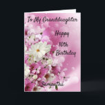 Granddaughter 10th Birthday Pink and White Flower Card<br><div class="desc">Granddaughter 10th Birthday Pink and White Flower Card</div>