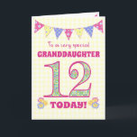 Granddaughter 12th Birthday Primroses Bunting Card<br><div class="desc">A pretty 12th Birthday card for your granddaughter, with polka dot bunting, primrose flowers and numbers filled with a primrose pattern, all on a pale yellow check gingham background. The front cover message is, 'To a very special GRANDDAUGHTER 12 TODAY!' The inside message is just a suggestion and you can...</div>