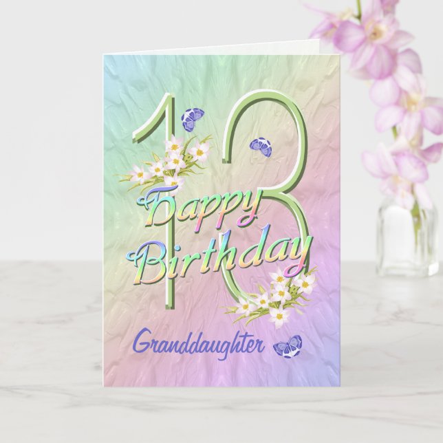 Granddaughter 13th Birthday Butterfly Garden Card (Orchid)