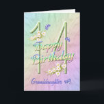 Granddaughter 14th Birthday Butterfly Garden Card<br><div class="desc">A rainbow of colours,  pink flowers and lavender butterflies fills this girls 14th Happy Birthday card with joy for granddaughter.  Front name and inside verse may be personalized using the template provided.  Original design by Anura Design Studio.</div>