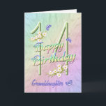 Granddaughter 14th Birthday Butterfly Garden Card<br><div class="desc">A rainbow of colours,  pink flowers and lavender butterflies fills this girls 14th Happy Birthday card with joy for granddaughter.  Front name and inside verse may be personalized using the template provided.  Original design by Anura Design Studio.</div>