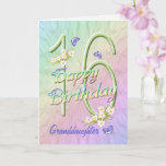 Granddaughter 16th Birthday Butterfly Garden Card<br><div class="desc">A rainbow of colours, pink flowers and lavender butterflies fills this girls 16th Happy Birthday card with joy for granddaughter. Front name and inside verse may be personalized using the template provided. You may also enjoy the matching gifts and other products available in my store. Original design by Anura Design...</div>