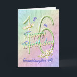Granddaughter 16th Birthday Butterfly Garden Card<br><div class="desc">A rainbow of colours, pink flowers and lavender butterflies fills this girls 16th Happy Birthday card with joy for granddaughter. Front name and inside verse may be personalized using the template provided. You may also enjoy the matching gifts and other products available in my store. Original design by Anura Design...</div>