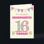 Granddaughter 16th Birthday Primroses Bunting Card<br><div class="desc">A pretty 16th Birthday card for your granddaughter, with polka dot bunting, primrose flowers and numbers filled with a primrose pattern, all on a pale yellow check gingham background. The front cover message is, 'To a very special GRANDDAUGHTER 16 TODAY!' The inside message is just a suggestion and you can...</div>