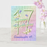 Granddaughter 17th Birthday Butterfly Garden Card<br><div class="desc">A rainbow of colours, pink flowers and lavender butterflies fills this girls 17th Happy Birthday card with joy for granddaughter. Front name and inside verse may be personalized using the template provided. You may also enjoy the matching gifts and other products available in my store. Original design by Anura Design...</div>