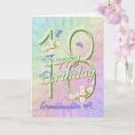 Granddaughter 18th Birthday Butterfly Garden Card<br><div class="desc">A rainbow of colours, pink flowers and lavender butterflies fills this girls 18th Happy Birthday card with joy for granddaughter. Front name and inside verse may be personalized using the template provided. You may also enjoy the matching gifts and other products available in my store. Original design by Anura Design...</div>