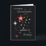 Granddaughter 18th Birthday with Red and White  Card<br><div class="desc">Red and white stars stand out against a black background. Inspirational card for your granddaughter's 18th birthday.</div>