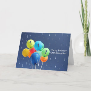 Granddaughter 1st birthday balloons card