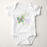 Granddaughter 1st Birthday Butterfly Hugs Baby Bodysuit<br><div class="desc">Your Granddaughter will giggle when she sees these whimsical butterflies with a big number one for her 1st birthday shirt.  Personalize text using the template provided.  We specialize in custom-made designs,  contact us if you would like a unique made-to-order layout using this zigzag and butterfly image.</div>