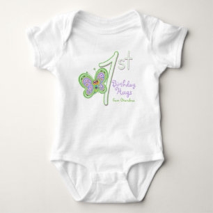 Granddaughter 1st Birthday Butterfly Hugs Baby Bodysuit