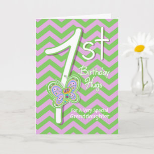 Granddaughter 1st Birthday Butterfly Hugs Card
