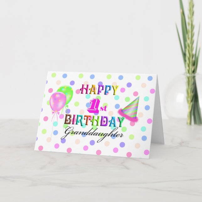 Granddaughter 1st Birthday Card (Front)