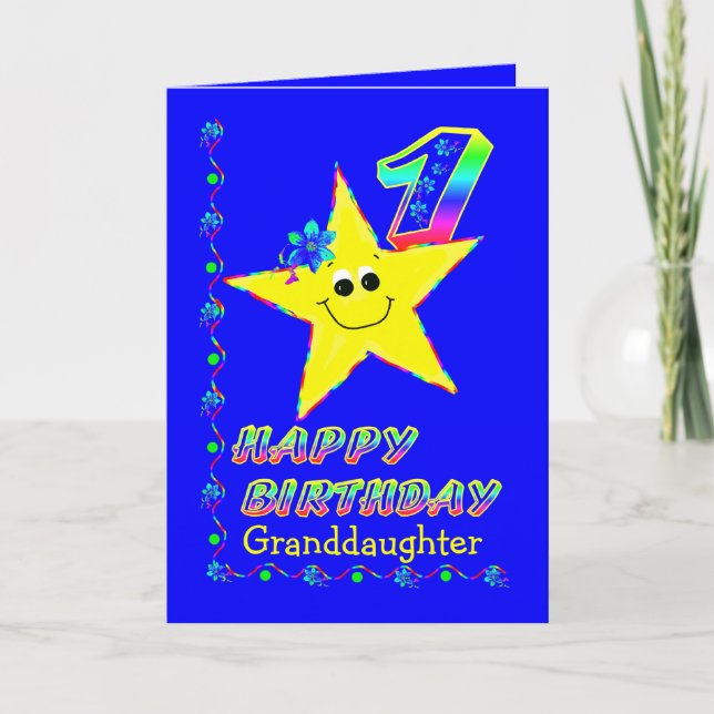 Granddaughter 1st Birthday Star Card (Front)