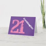 Granddaughter, 21st birthday, white, pink, purple. card<br><div class="desc">A purple background featuring white and pink text,  on this 21st birthday greeting for any cool granddaughter. My Funny Mind Greetings.</div>