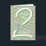 Granddaughter 2nd Birthday Butterfly Hugs Card<br><div class="desc">Your Granddaughter will giggle when she sees these whimsical butterflies on a purple and green zigzag pattern background with a big number two for her 2nd birthday card. Personalize name and verse using the template provided. We specialize in custom-made designs, contact us if you would like a unique made-to-order layout...</div>