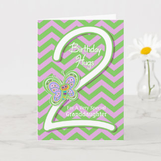 Granddaughter 2nd Birthday Butterfly Hugs Card
