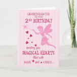 Granddaughter 2nd Birthday Magical Fairy Pink Card<br><div class="desc">Send special hugs and kisses to your granddaughter on her 2nd birthday with this pink fairy birthday card. Subtle pink stripes make up the background as the fairy is sprinkling magic hearts.</div>