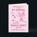 Granddaughter 3rd Birthday Magical Fairy Pink Card<br><div class="desc">This is the beautiful pink card you need to wish your Granddaughter a very happy 3rd Birthday. A magical fairy with a lot of hearts. Perfect for a little girl who will be three soon.</div>