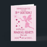 Granddaughter 3rd Birthday Magical Fairy Pink Card<br><div class="desc">This is the beautiful pink card you need to wish your Granddaughter a very happy 3rd Birthday. A magical fairy with a lot of hearts. Perfect for a little girl who will be three soon.</div>