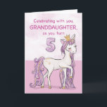 Granddaughter 5th Birthday Pink Horse With Crown Card<br><div class="desc">A sweet pink pony just like your granddaughter is prancing with the number five! Gold looking details are woven in her mane and tail. Perfect card to wish your granddaughter her 5th birthday!
(Digitally rendered golden looking colour)</div>