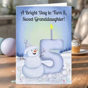 Granddaughter 5th Birthday Snowman Snowy Five Card