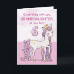Granddaughter 6th Birthday Pink Horse With Crown Card<br><div class="desc">A sweet pink pony just like your granddaughter is prancing with the number six! Gold looking details are woven in her mane and tail. Perfect card to wish your granddaughter her 6th birthday!
(Digitally rendered golden looking color)</div>