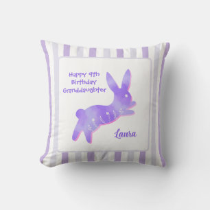 Granddaughter 9th Birthday Purple Cute Hoppy Bunny Throw Pillow