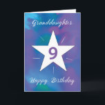 Granddaughter 9th Birthday White Shining Star Card<br><div class="desc">Turning 9 is a big deal, and this fun and lively birthday card is the perfect way to mark the occasion! The watercolor blend of bright colours creates an energetic backdrop, while the bold white star at the centre shines with radiating lines, symbolizing your granddaughter's bright personality. A joyful way...</div>