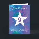 Granddaughter 9th Birthday White Shining Star Card<br><div class="desc">Turning 9 is a big deal, and this fun and lively birthday card is the perfect way to mark the occasion! The watercolor blend of bright colours creates an energetic backdrop, while the bold white star at the centre shines with radiating lines, symbolizing your granddaughter's bright personality. A joyful way...</div>