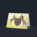 Granddaughter, a birthday card with rearing horses<br><div class="desc">Rearing horses with a heraldic shield.. See the whole range cards in my store. http://www.zazzle.com/eggznbeenz</div>