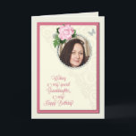 Granddaughter, add a photo,birthday card<br><div class="desc">A beautiful birthday day card that you can make extra special by adding a picture. A pink rose and jewelled frame for you to personalize a card for a granddaughter. A lovely verse inside completes this birthday card for a granddaughter.</div>
