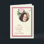 Granddaughter, add a photo,birthday card<br><div class="desc">A beautiful birthday day card that you can make extra special by adding a picture. A pink rose and jewelled frame for you to personalize a card for a granddaughter. A lovely verse inside completes this birthday card for a granddaughter.</div>