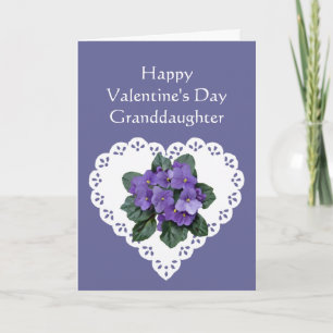 Granddaughter African Violet Flower Valentine Poem Holiday Card